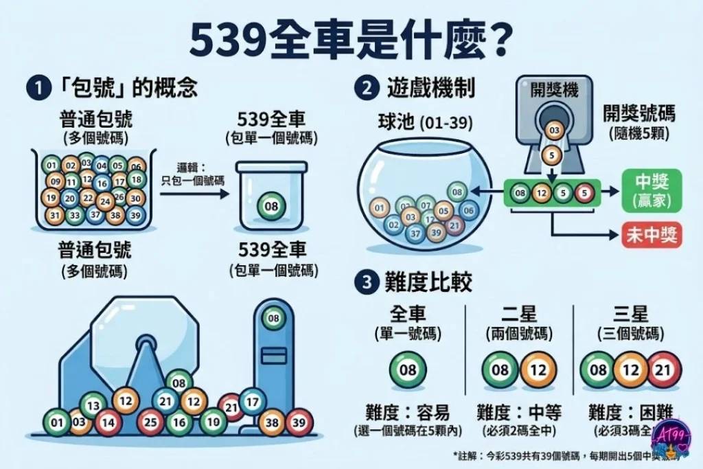 解釋539全車「包號」概念、遊戲機制，並與二星、三星玩法的難度進行比較。