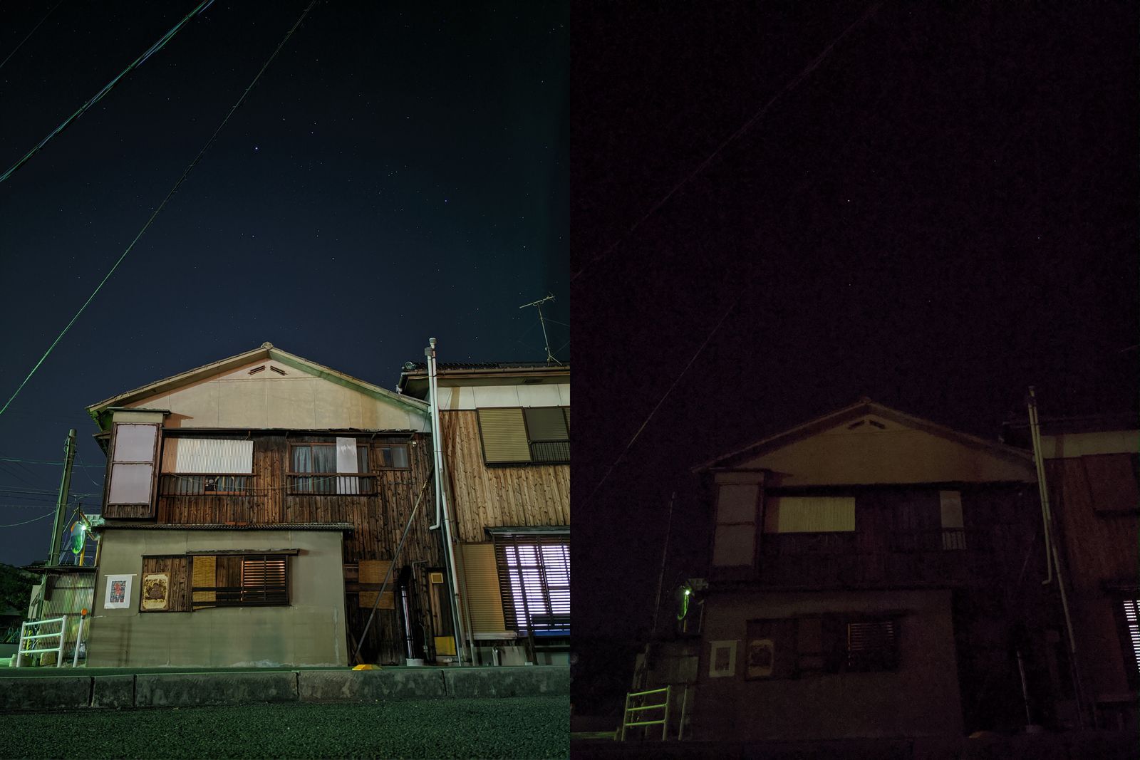開啟夜間模式就可拍出肉眼可見的星空，但如果沒開畫面就會稍暗