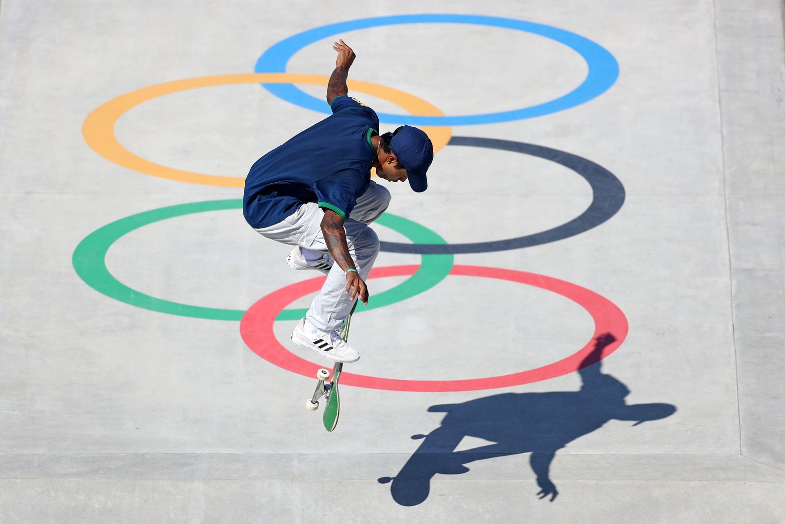 TOKYO JAPAN  JULY 25 Gustavo Felipe of Team Brazil competes at the Skateboarding Men's Street Prelims Heat 1 on day two...