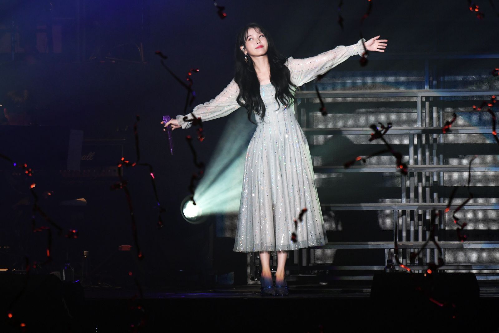 NEW TAIPEI CHINA  NOVEMBER 30 South Korean singer IU performs on the stage in concert on November 30 2019 in New Taipei...