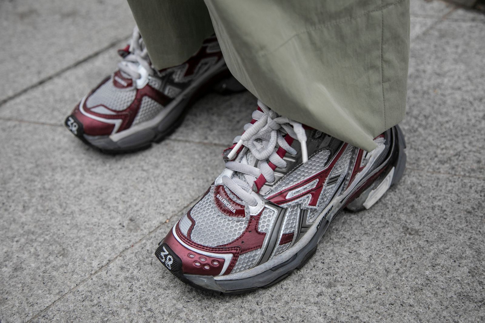 SEOUL SOUTH KOREA  MARCH 15 A guest wears Balenciaga sneakers at Seoul Fashion Week AW 23 on March 15 2023 in Seoul...