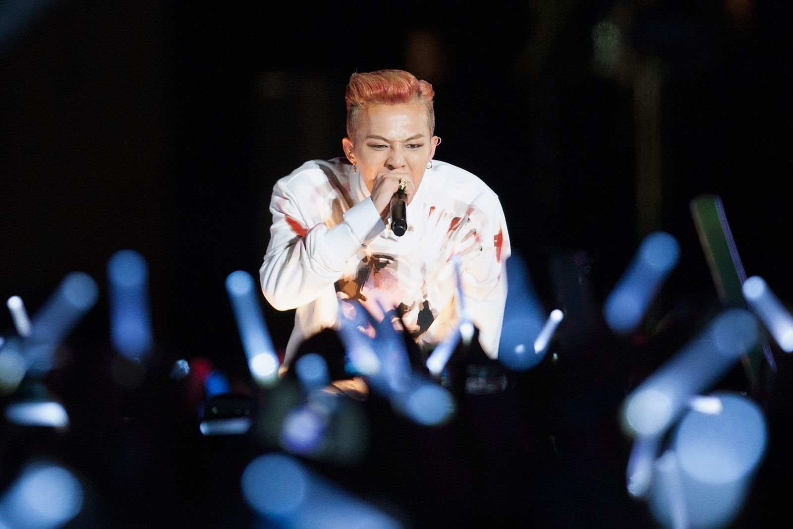 SEOUL SOUTH KOREA  APRIL 13  GDragon of South Korean boy band Bigbang performs onstage during singer Psy 'Happening'...