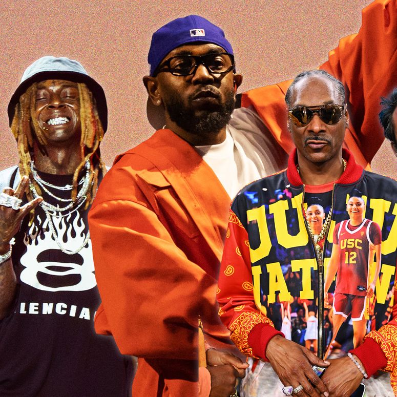 Image may contain: Kendrick Lamar, Drake, Snoop Dogg, Joshua Tillman, Lil Wayne, Kyla Ross, Accessories, Glasses, and People
