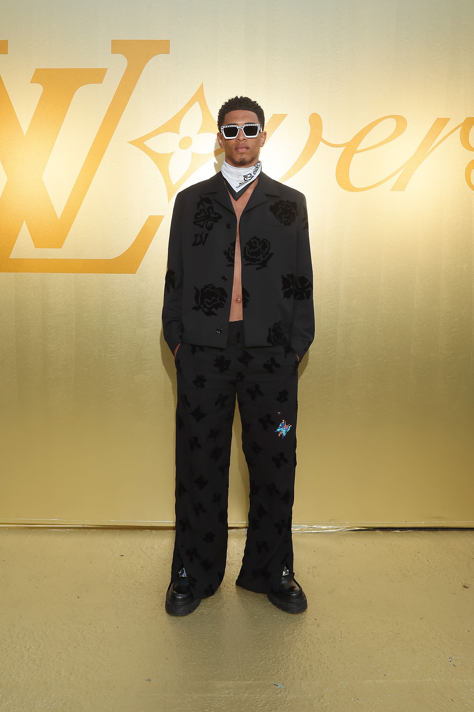 PARIS FRANCE  JUNE 20 Jude Bellingham attends the Louis Vuitton Menswear SpringSummer 2024 show as part of Paris Fashion...