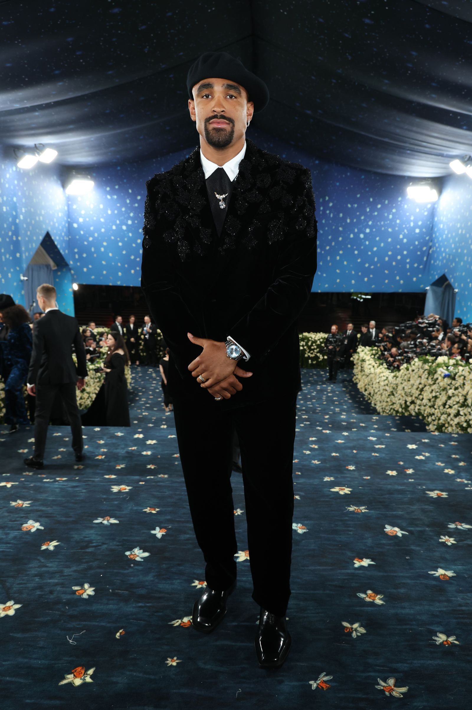 NEW YORK NEW YORK  MAY 05 Jalen Hurts attends the 2025 Met Gala Celebrating Superfine Tailoring Black Style at...