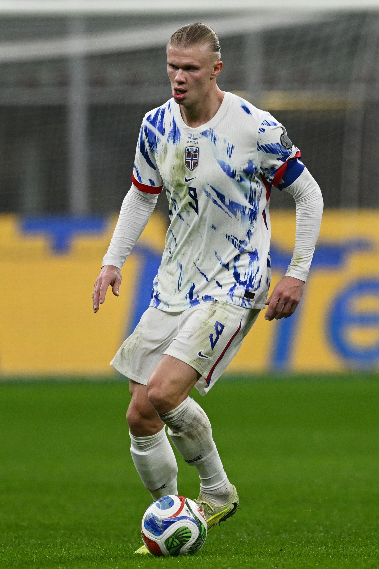MILAN ITALY  NOVEMBER 16 Erling Haaland of Norway in action during the FIFA World Cup 2026 qualifier match between Italy...