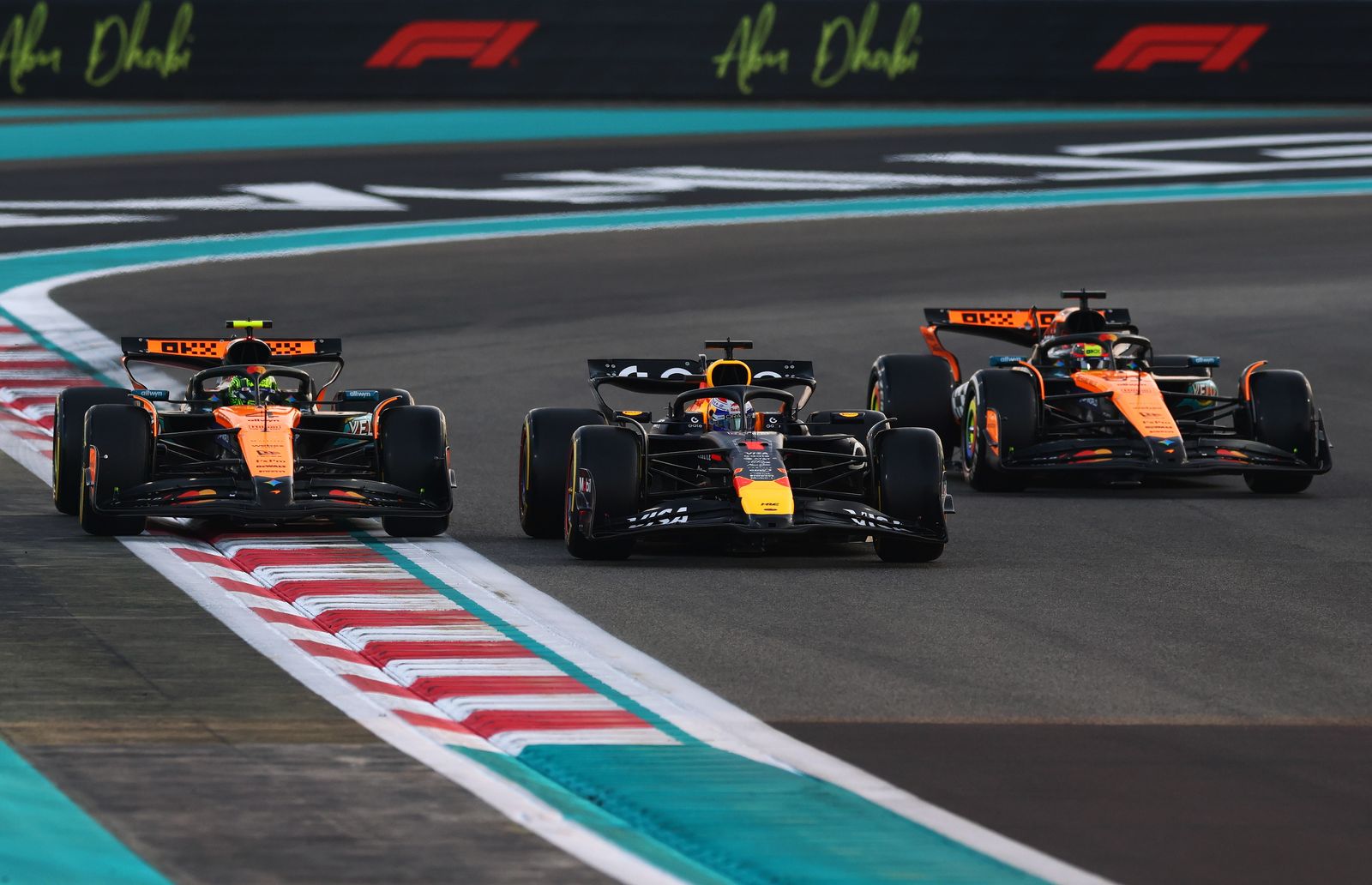 ABU DHABI UNITED ARAB EMIRATES  DECEMBER 07 Max Verstappen of the Netherlands driving the  Oracle Red Bull Racing RB21...