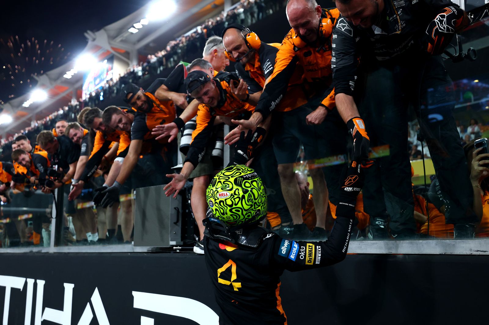 ABU DHABI UNITED ARAB EMIRATES  DECEMBER 07 2025 F1 World Drivers Champion and Third placed Lando Norris of Great...