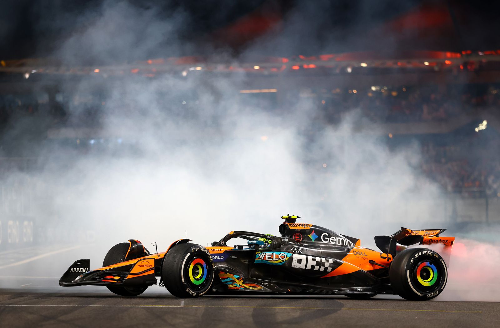 ABU DHABI UNITED ARAB EMIRATES  DECEMBER 07 2025 F1 World Drivers Champion and Third placed Lando Norris of Great...