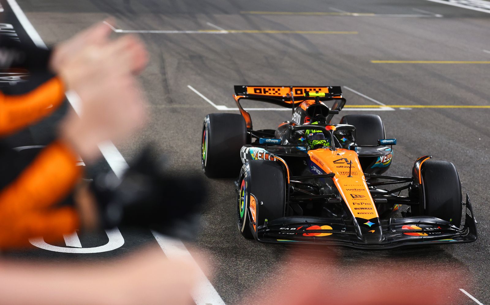 ABU DHABI UNITED ARAB EMIRATES  DECEMBER 07 2025 F1 World Drivers Champion and Third placed Lando Norris of Great...