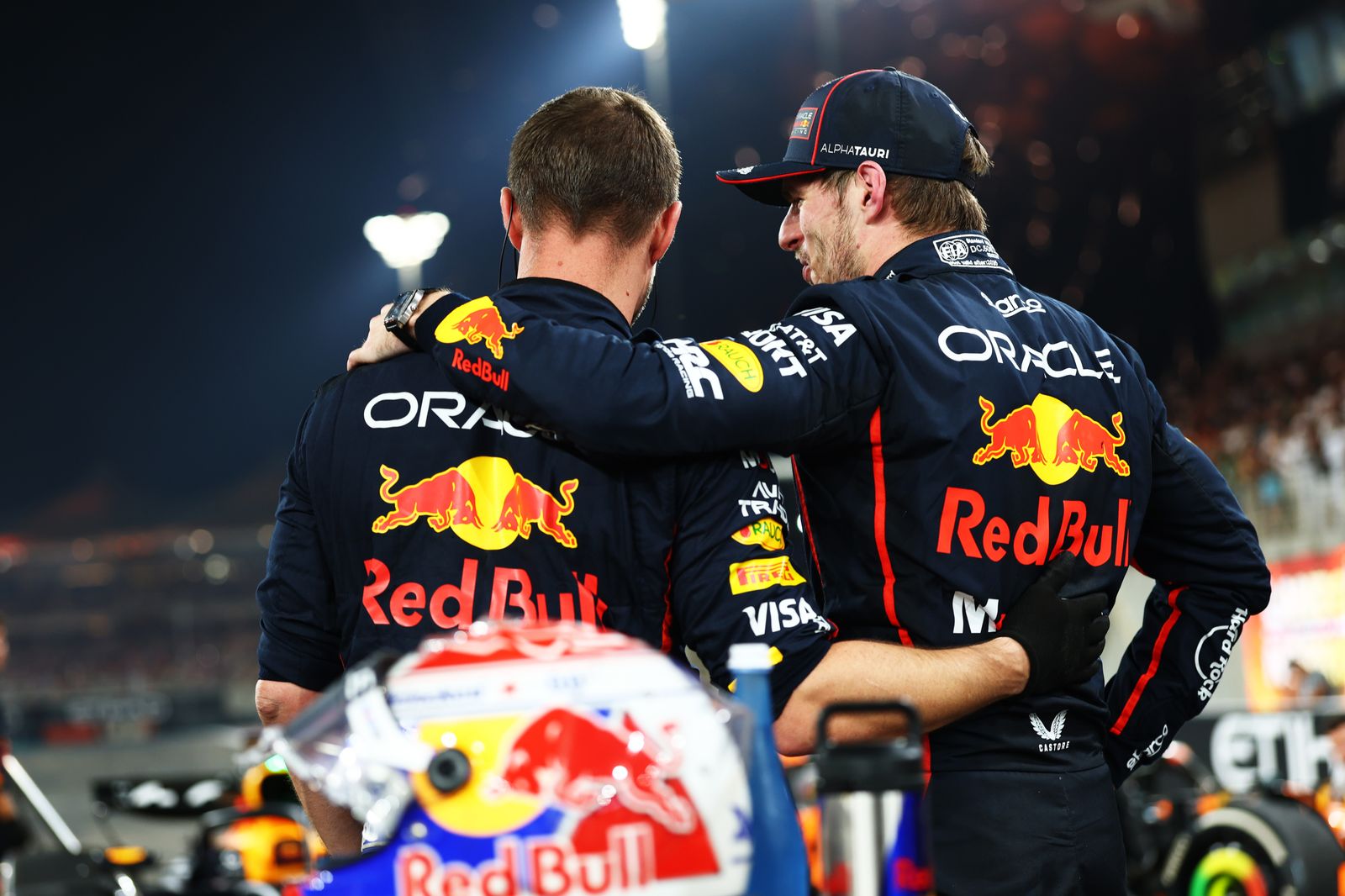 ABU DHABI UNITED ARAB EMIRATES  DECEMBER 07 Race winner Max Verstappen of the Netherlands and Oracle Red Bull Racing...
