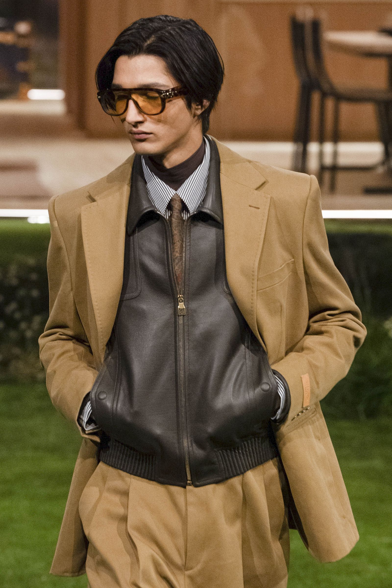 PARIS FRANCE  JANUARY 20 A model walks the runway during the Louis Vuitton fashion show as part of Paris Fashion Week...