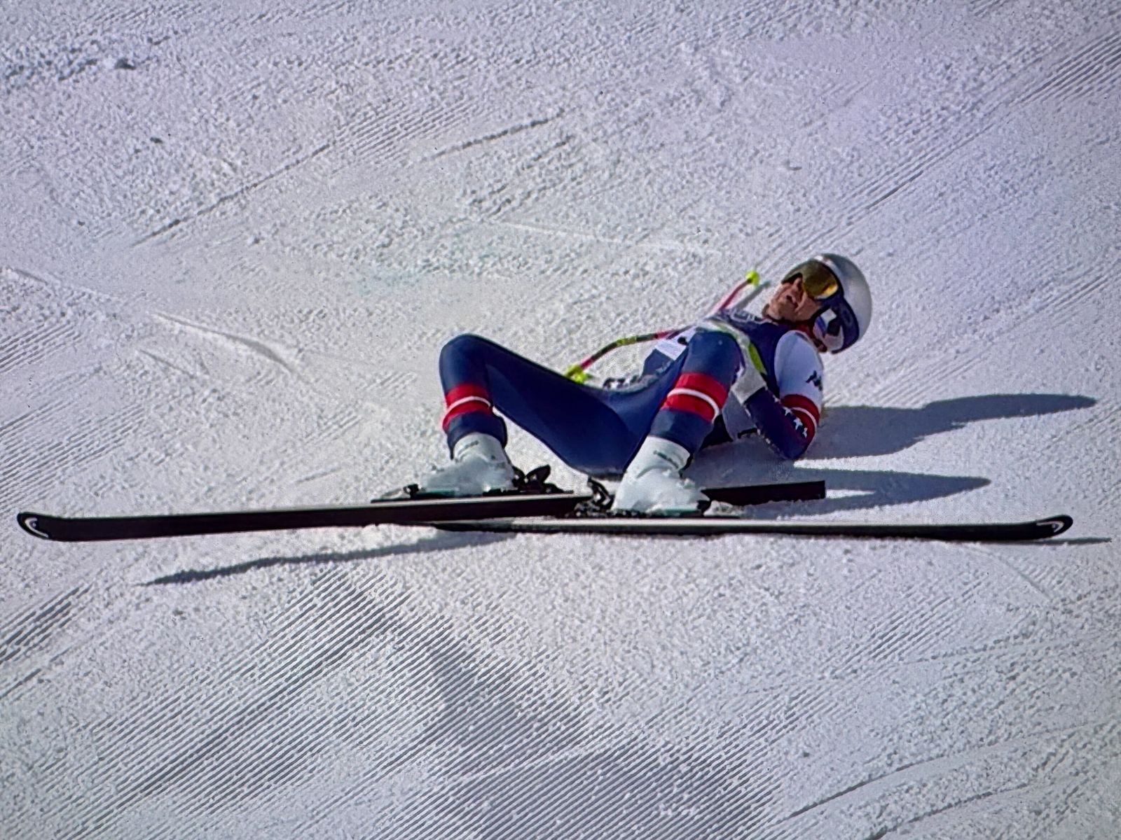 CORTINA D'AMPEZZO ITALY  FEBRUARY 08  Lindsey Vonn of Team United States crashes during the Women's Downhill on day two...