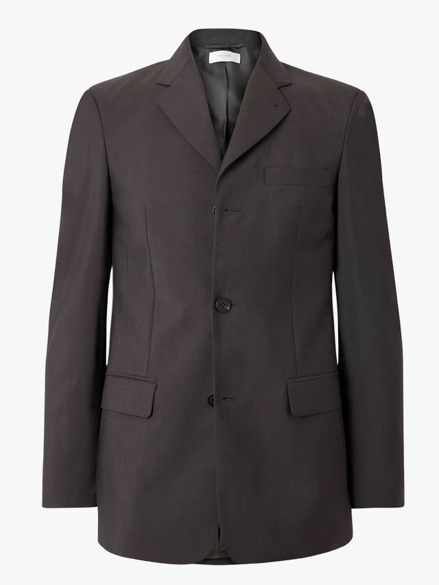 Image may contain Clothing Coat Blazer Jacket Formal Wear and Suit