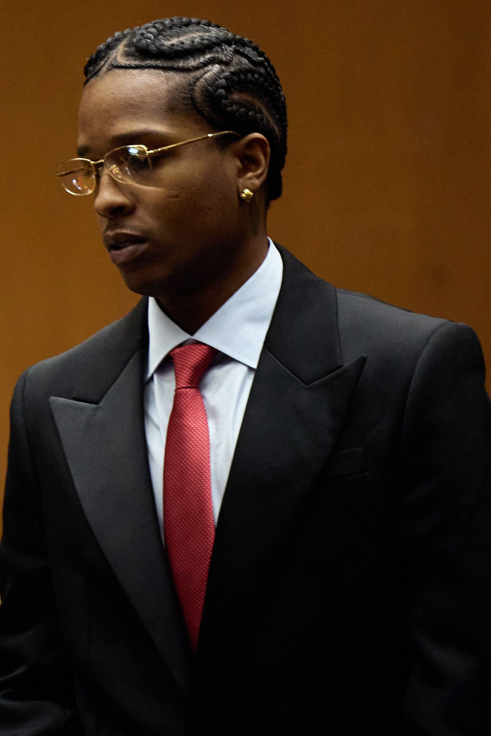 LOS ANGELES CALIFORNIA  FEBRUARY 13 Rakim Mayers also known as AAP Rocky listens during closing arguments during his...