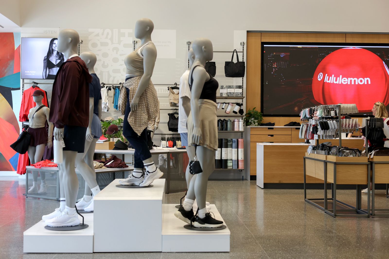 MIAMI BEACH FLORIDA  APRIL 03 Items are displayed in a Lululemon store on April 03 2025 in Miami Beach Florida. The...